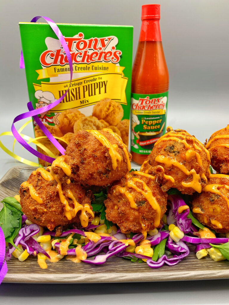 Fire Roasted Corn, Poblano, Crawfish Hush Puppies