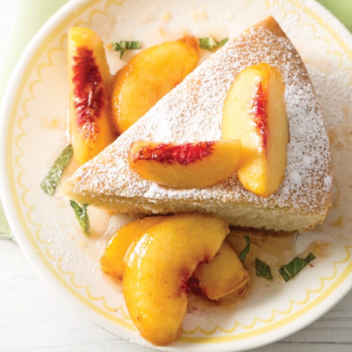 Skillet Pound Cake with Peaches