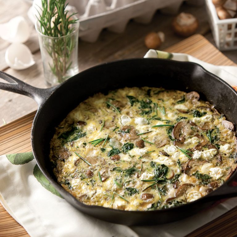 Goat Cheese, Mushroom, and Spinach Frittata