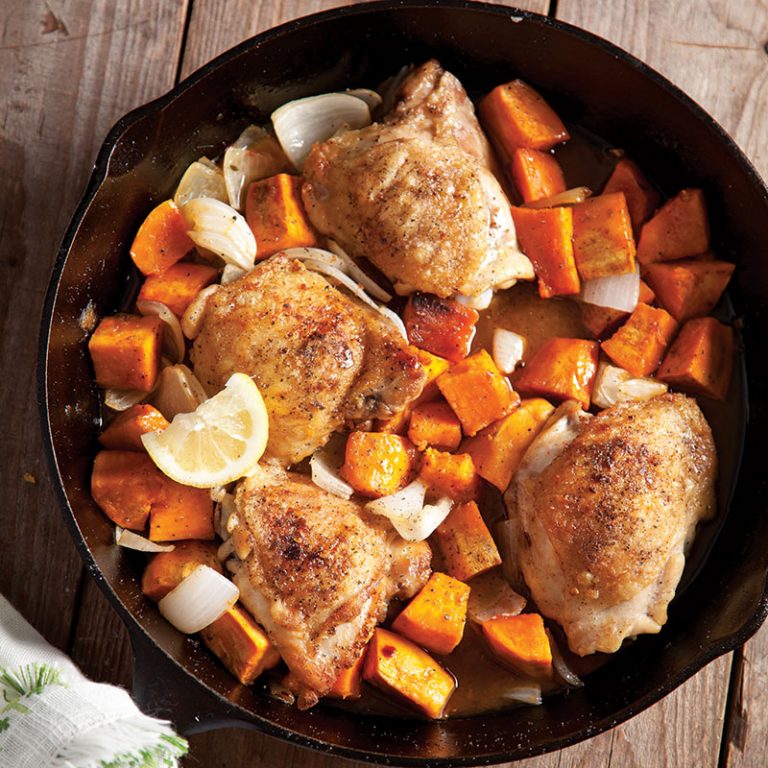 Maple-Chipotle Roasted Chicken and Sweet Potatoes