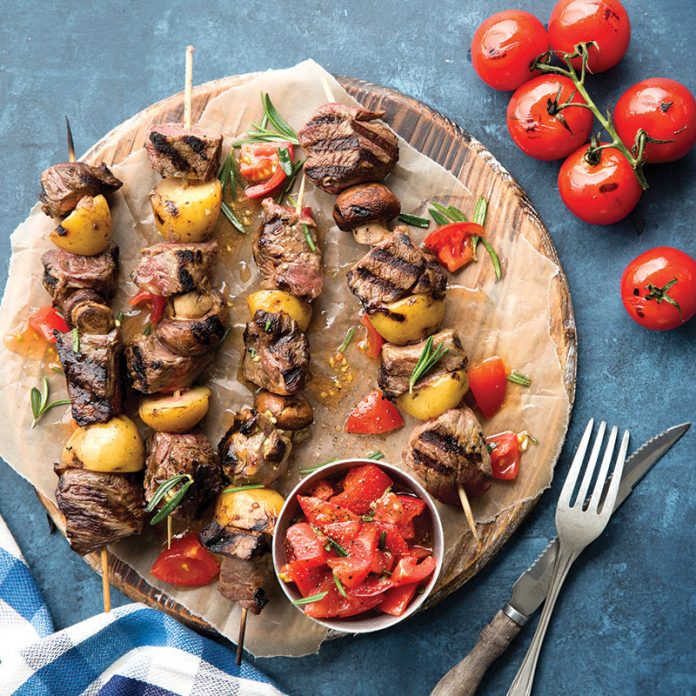 Steak & Potato Kabobs with Balsamic Tomatoes