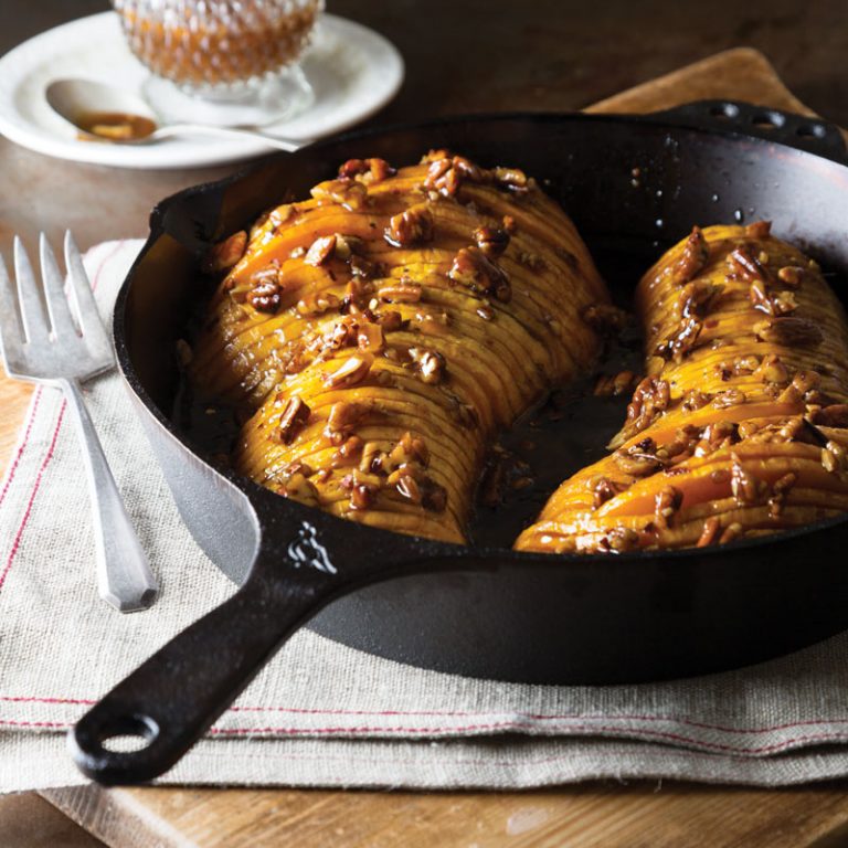 Hasselback Butternut Squash with Cane Syrup Glaze
