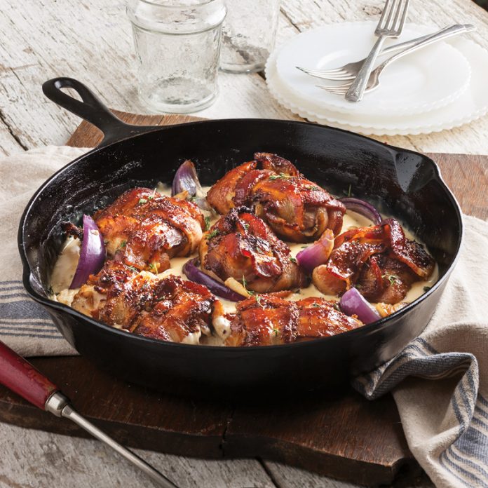 baconwrappedchicken thighs