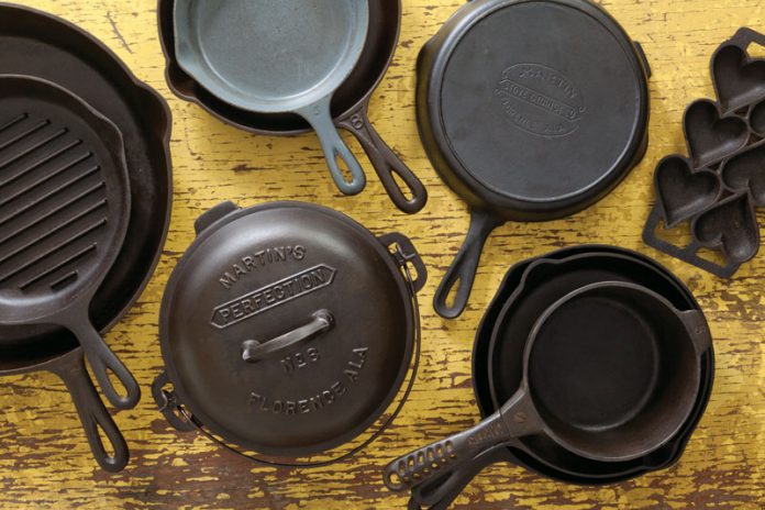 Not quite 100 years ago, brothers W. H. and Charles Martin bought a bankrupt foundry in Florence, Alabama, along the Tennessee River in the northwest corner of the state. Renamed the Martin Stove & Range Company, the foundry soon expanded its line of coal- and wood-burning stoves to include cast-iron hollow ware—everything from skillets and griddles to Dutch ovens and saucepans. For the next 36 years, Martin Stove & Range Company made cast-iron cookware with its distinctive “hamburger” logo. The brand is highly collectible today.
