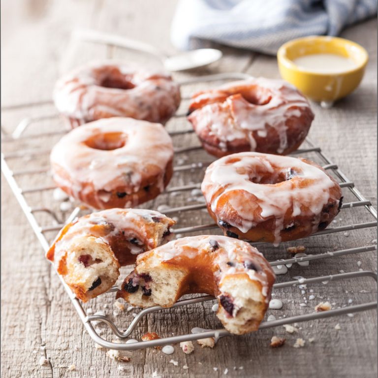 Blueberry Doughnuts with Lemon Glaze