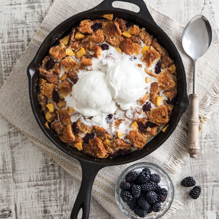 Peach-Blackberry Croissant Bread Pudding