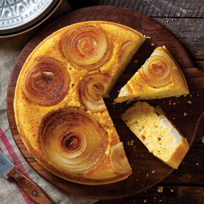 Upside Down Onion Cornbread