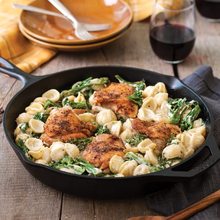 Creamy Chicken and Shells with Baby Broccoli