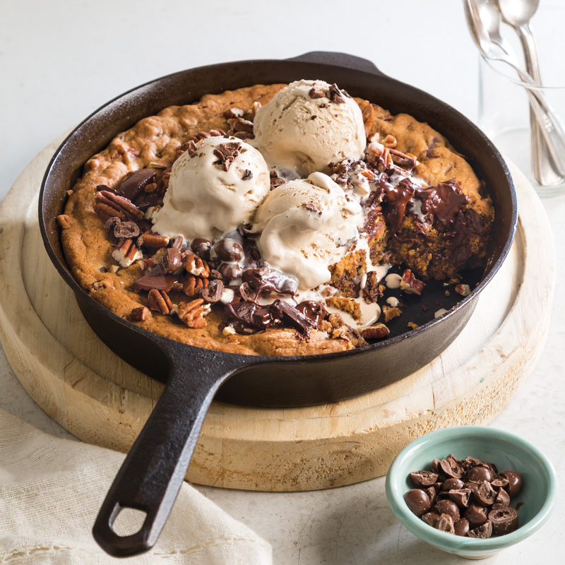 Coffee-Bourbon Skillet Cookie