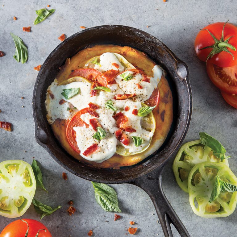 Green Tomato and Bacon Pizza