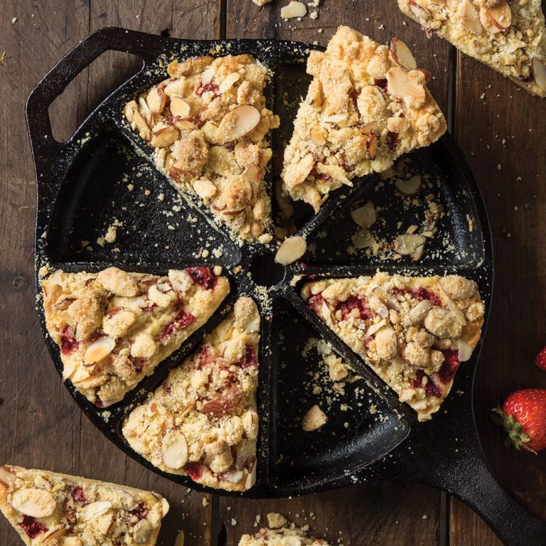 Strawberry Cornmeal Coffee Cake Wedges