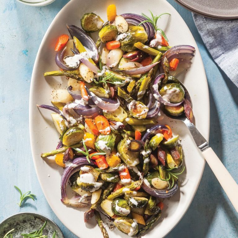 Roasted Spring Veggies with Creamy Herb Dressing