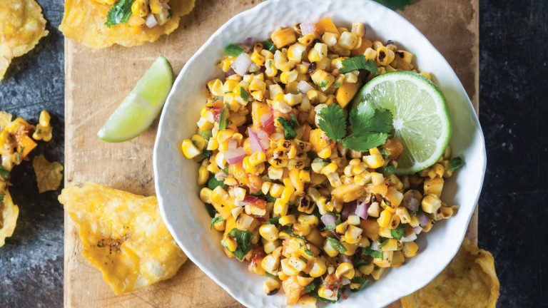 Grilled Corn and Peach Salsa