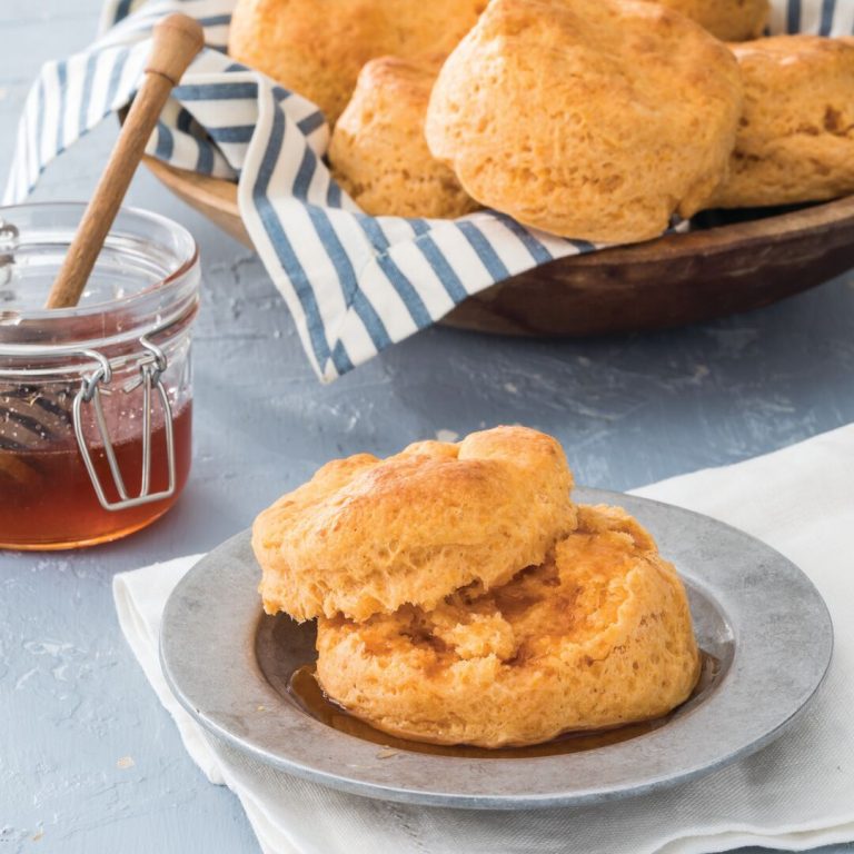 Hot Cheddar Biscuits with Spicy Honey