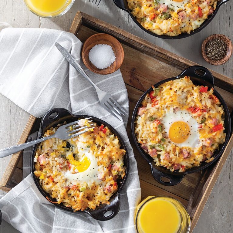 Ham, Egg, and Cheese Hash Brown Casseroles