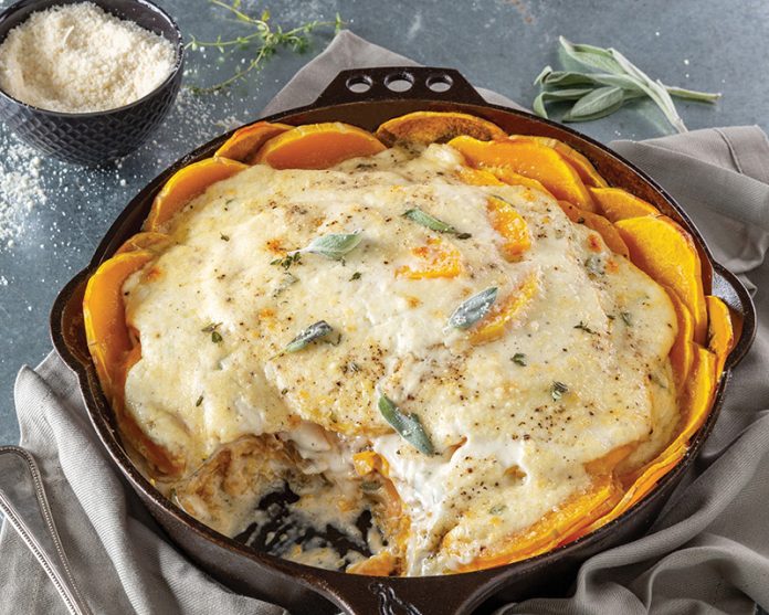 Scalloped Butternut Squash with Caramelized Onions