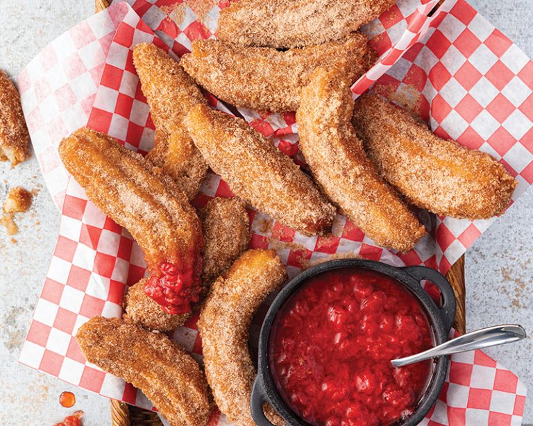 Biscuit Churros with Strawberry Sauce