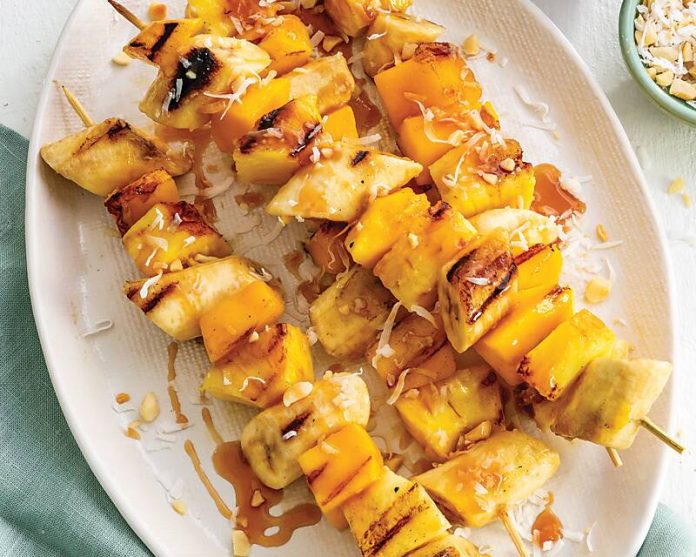 Grilled Tropical Fruit with Coconut-Rum Caramel