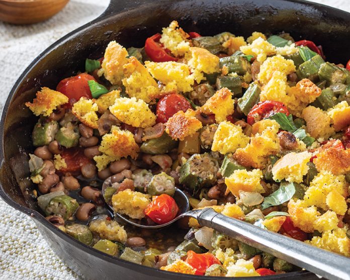Black-Eyed Pea, Okra, and Tomato Casserole
