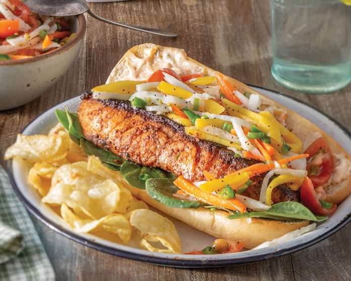Blackened Grouper Sandwiches with Mango Slaw