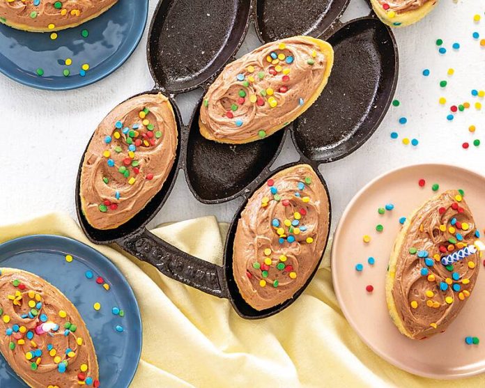 Birthday Cupcakes in gem pans with chocolate frosting