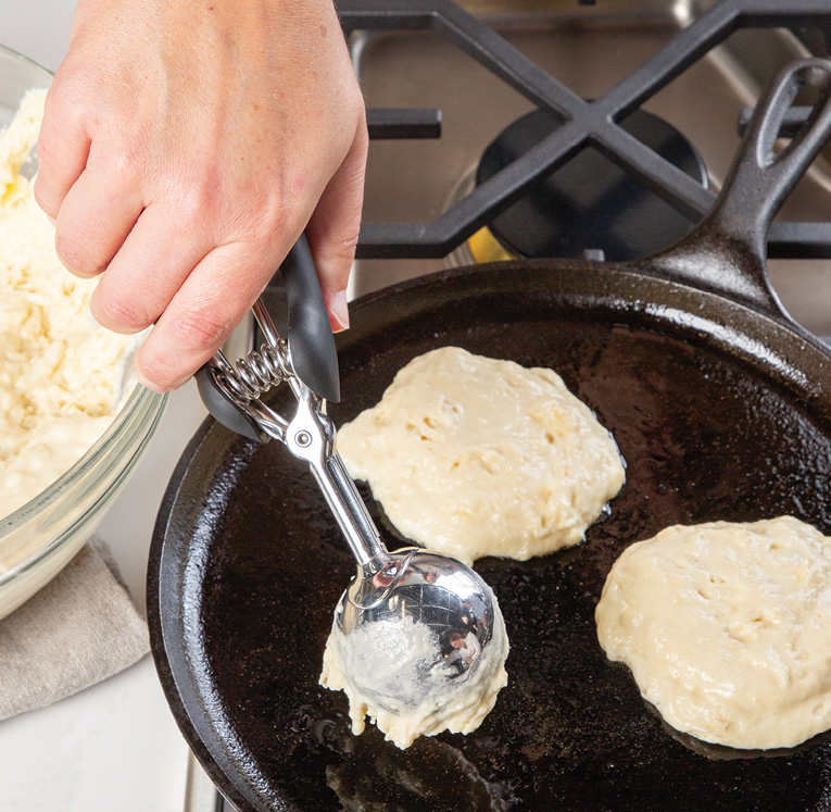 Step six: scoop batter onto pan