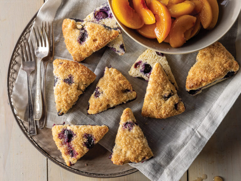 Blueberry Shortcakes with Macerated Peaches