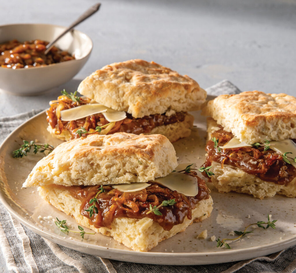 Gruyère Shortcakes with Caramelized Onions