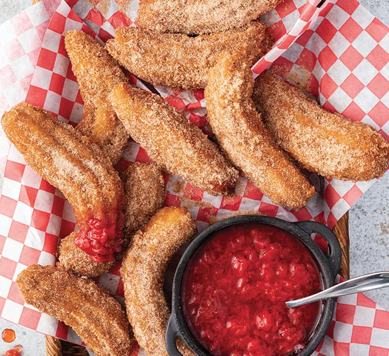 Biscuit Churros with Strawberry Sauce