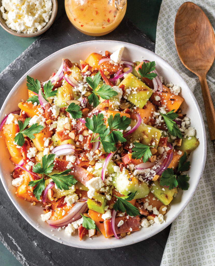 Grilled Melon and Ham Salad