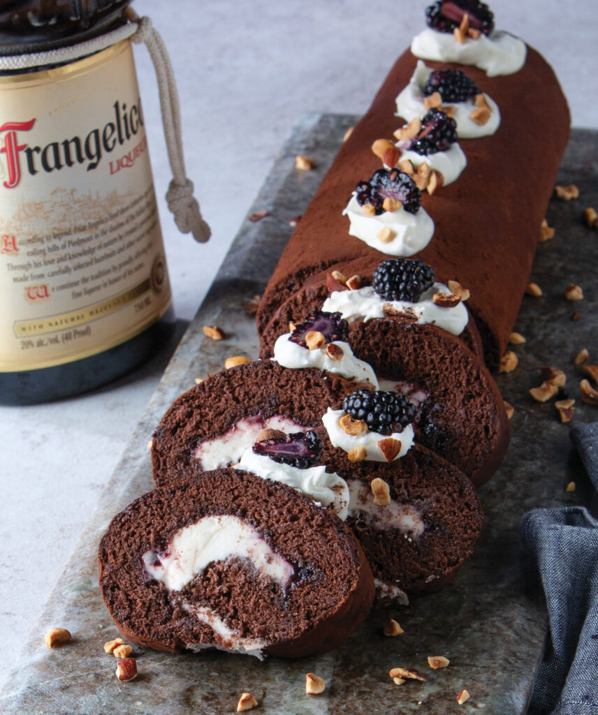 Chocolate-Blackberry Roll with Hazelnut Cream