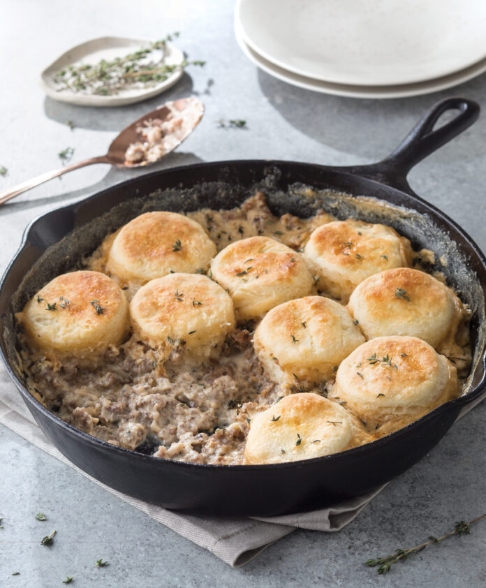 Biscuit and Sausage Gravy Cobbler