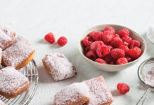 Raspberry Beignets Enjoy a taste of the Big Easy with our Raspberry Beignets! These airy puffs dusted with powdered sugar are the perfect dessert to follow a hearty meal.