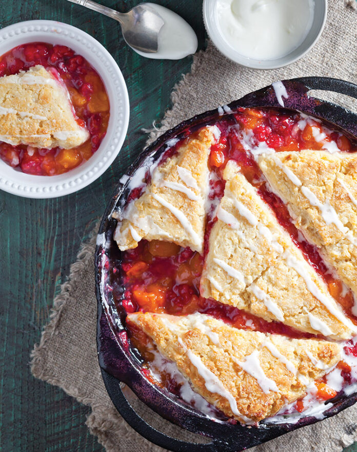 Mother's Day Lunch: Apricot-Raspberry Cobbler with Buttermilk Biscuits